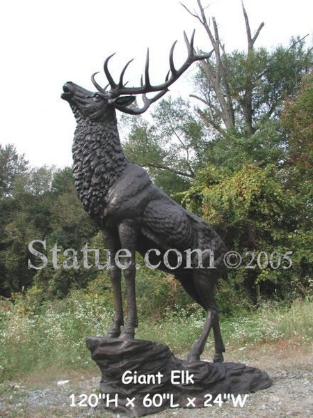 Life Size Bronze Elk Wild Animal Male making a mating call